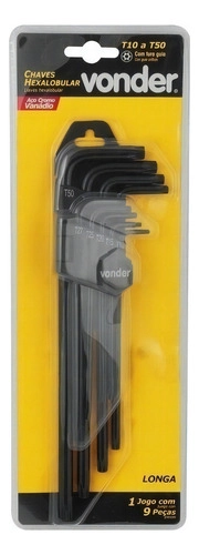 Jogo De Chaves Hexalobular Longas T10 a T50 Com 9 Peças VONDER Jogo De Chaves Hexalobular Longas T10 a T50 Com 9 Peças VONDER