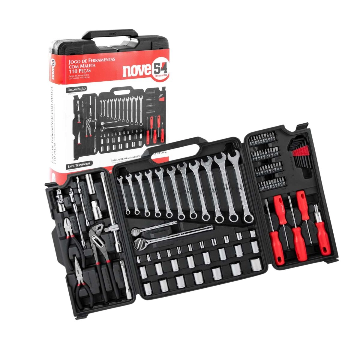 Jogo de Ferramentas Completo com 110 Peças Nove54