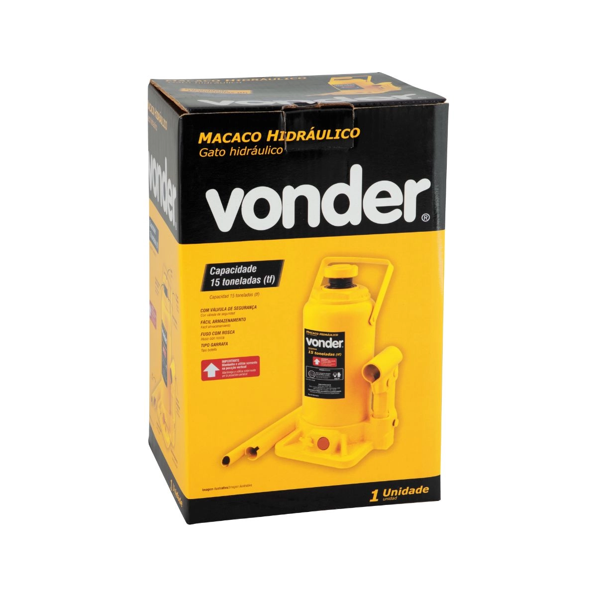 Macaco hidráulico tipo garrafa 15 toneladas (15tf) VONDER 