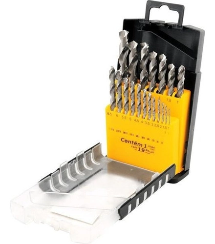 Jogo de brocas de aço rápido DIN338 com 19 peças VONDER Jogo de brocas de aço rápido DIN338 com 19 peças VONDER