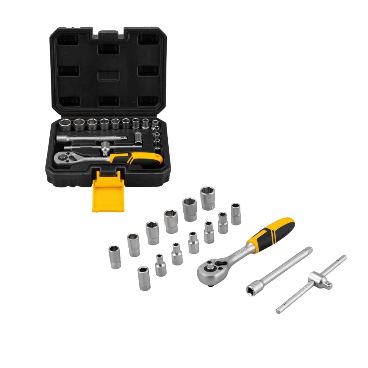 Jogo de soquetes sextavados c/encaixe e catraca 16pçs VONDER