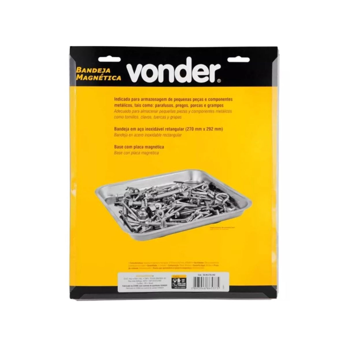 Bandeja magnética retangular inox 270mmx292mm VONDER 