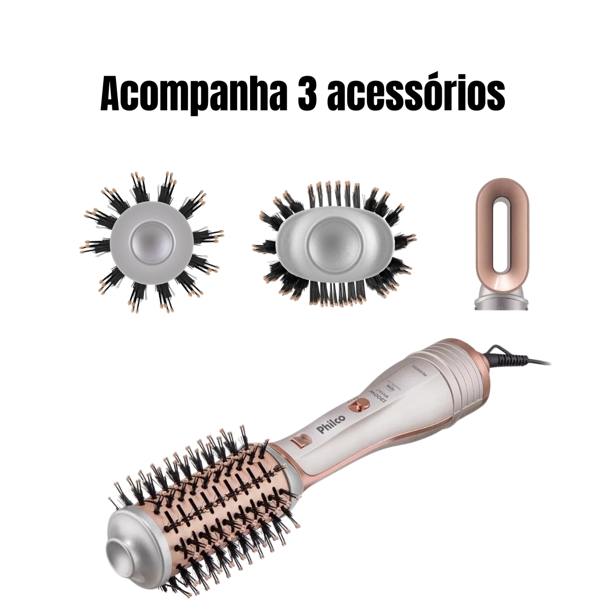 Kit Escova Secadora PES19SG 1300w e Prancha Chapinha PPR10 Rose Bivolt Philco