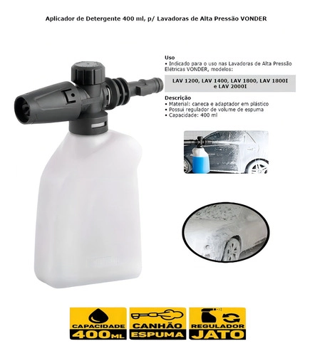 Aplicador de Detergente 400 ml Snowfoam para Lavadoras Alta Pressão VONDER Aplicador de Detergente 400 ml Snowfoam para Lavadoras Alta Pressão VONDER